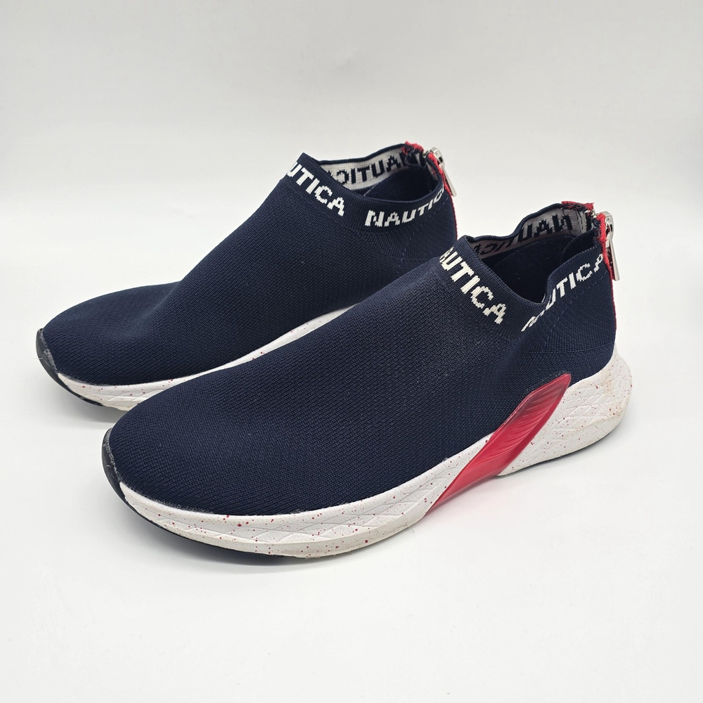 Nautica Knit Slip On Sneakers Mens 7 Navy Red